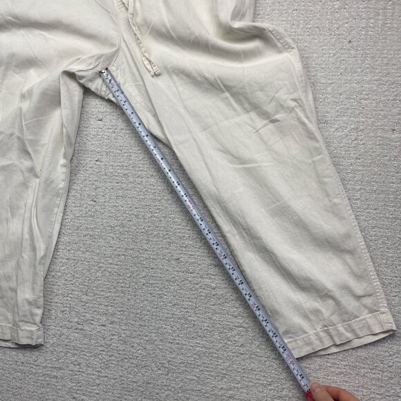 GAP Factory Store Linen Drawstring Pants Women Sz XL Ivory Wide Leg Comfty - Picture 7 of 11